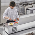 Refrigerated Condiment Prep Station, 135 W Countertop Refrigerated Condiment Station, With 2 1/3 Pans & 4 1/6 Pans, 304 Stainless Body And PC Lid
