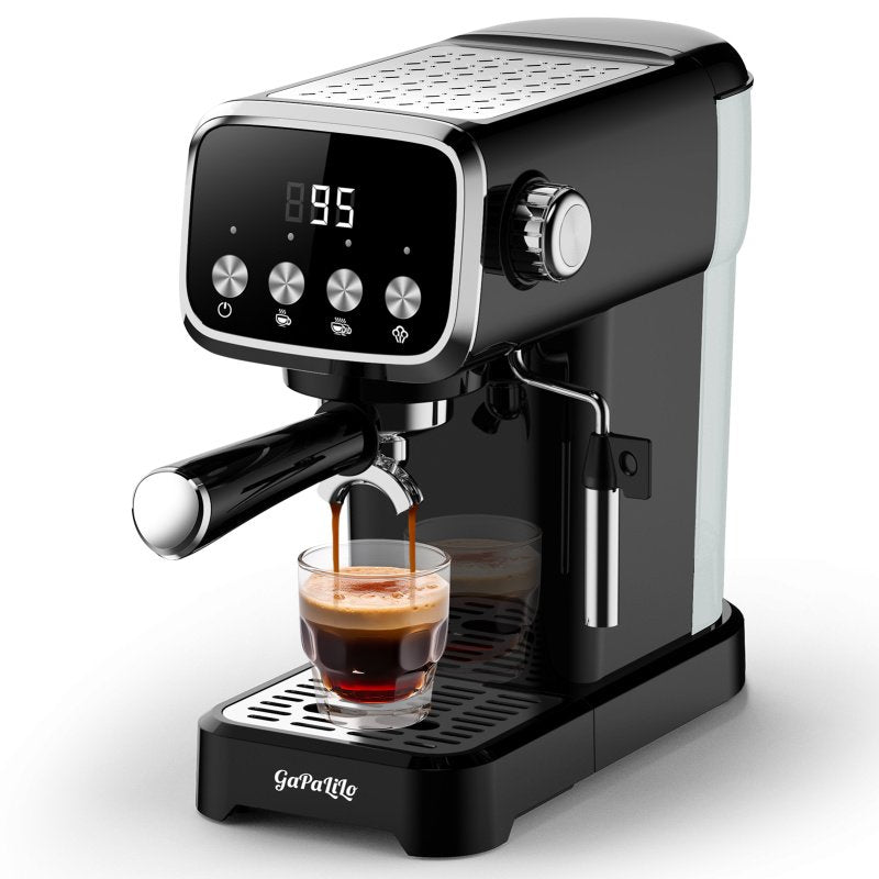 20 BAR Slim Espresso Machine With Milk Frother, Cup Warmer, 43 OZ Detachable Tank, For Espresso, Americano, Latte, Space-Saving, Screen Button, B