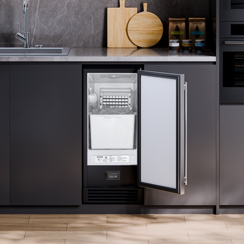 Undercounter Built-in Ice Maker Machine 50 Lbs/Day W/ Drain Pump Reversible Door