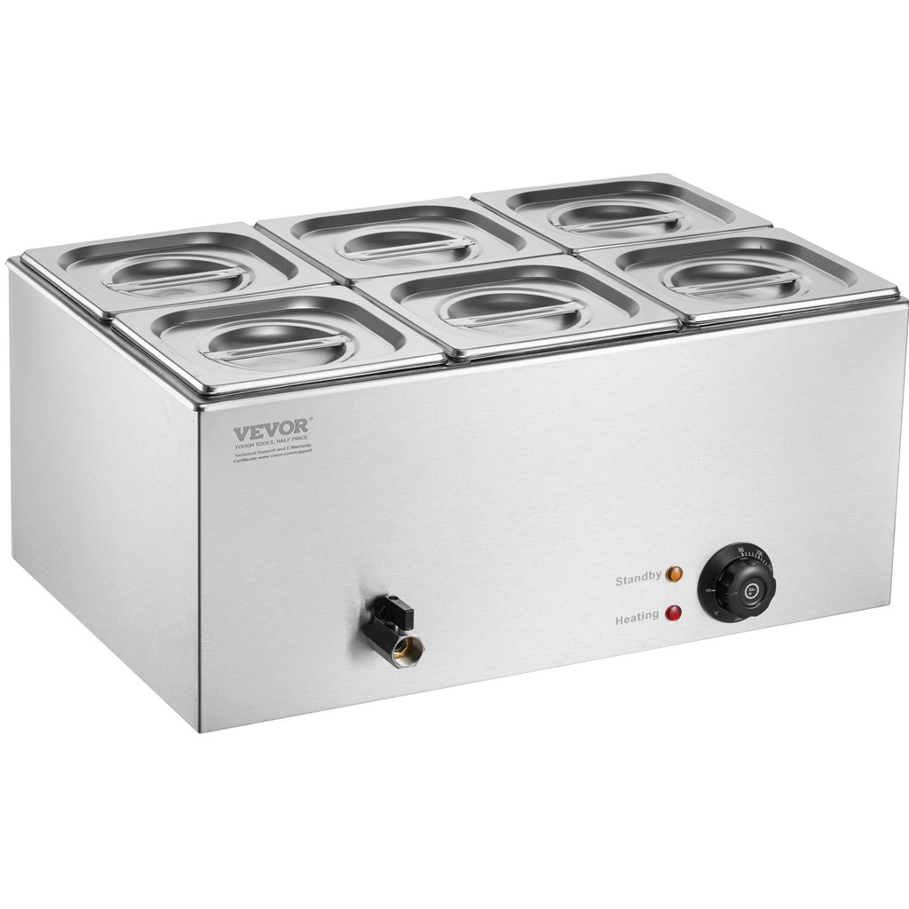 Commercial Electric Food Warmer 6-Pan Countertop Buffet 14.3QT Bain Marie
