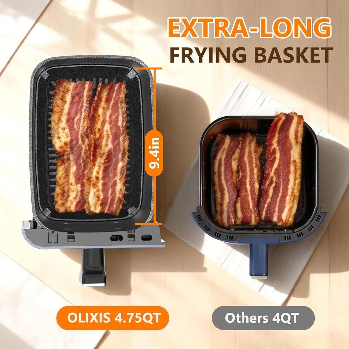 9.5 Quart Large Dual Basket Air Fryer With Double Basket, Independent Temp Control & Sync Mode, 10 Presets - Bake&Broil&Defrost&Dehydrate, Shake