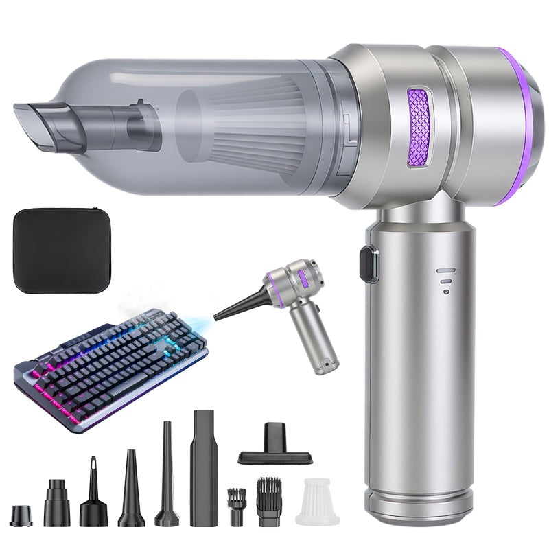 16000PA Handheld Car Vacuum Cleaner With Brushless Motor 2 Reusable Filters 4 In 1 Portable Cordless Compressed Air Duster & Blower For Car Offic