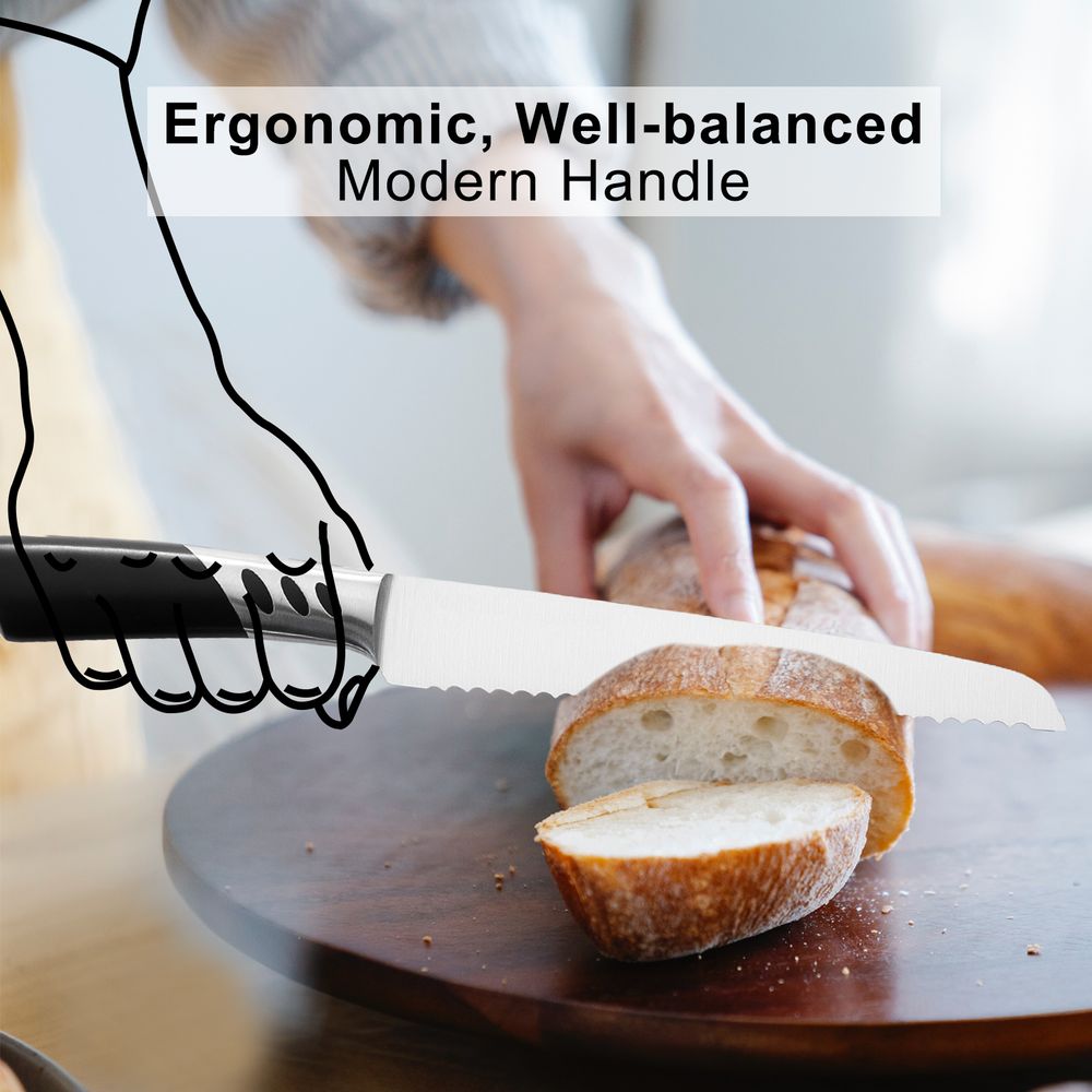 CHUSHIJI Bread Knife, Bread Knife for Homemade Bread, Razor-Sharp Serrated Bread Knife 12 Inch Well-Crafted Iridescent Seamless Ergonomically