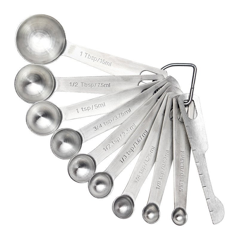Measuring Spoons: U-Taste 18/8 Stainless Steel Measuring Spoons Set of 9 Piece: 1/16 tsp;  1/8 tsp;  1/4 tsp;  1/3 tsp;  1/2 tsp;  3/4 tsp;  1 ts