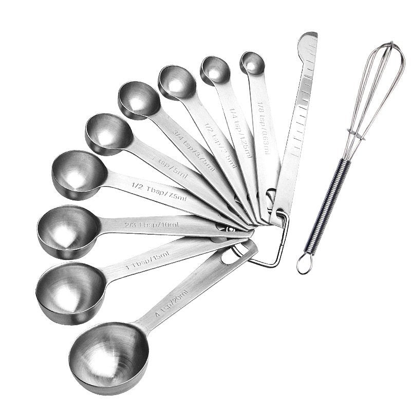 Measuring Spoons: U-Taste 18/8 Stainless Steel Measuring Spoons Set of 9 Piece: 1/16 tsp;  1/8 tsp;  1/4 tsp;  1/3 tsp;  1/2 tsp;  3/4 tsp;  1 ts