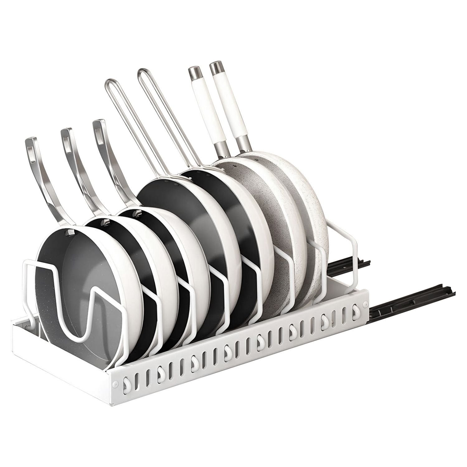 Pull Out Pots And Pans Organizer Under Cabinet With 8 Adjustable Dividers Rustproof Carbon Steel Sliding Pots Holder For Kitchen Cookware Bakewar