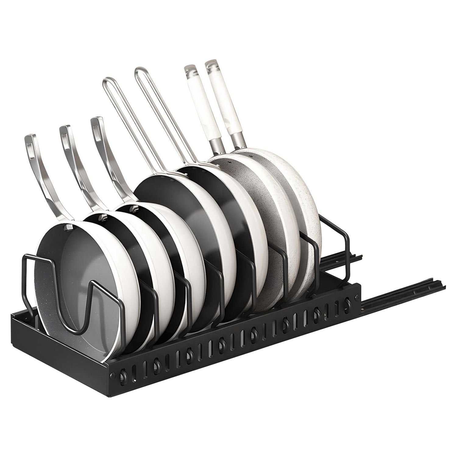 Pull Out Pots And Pans Organizer Under Cabinet With 8 Adjustable Dividers Rustproof Carbon Steel Sliding Pots Holder For Kitchen Cookware Bakewar