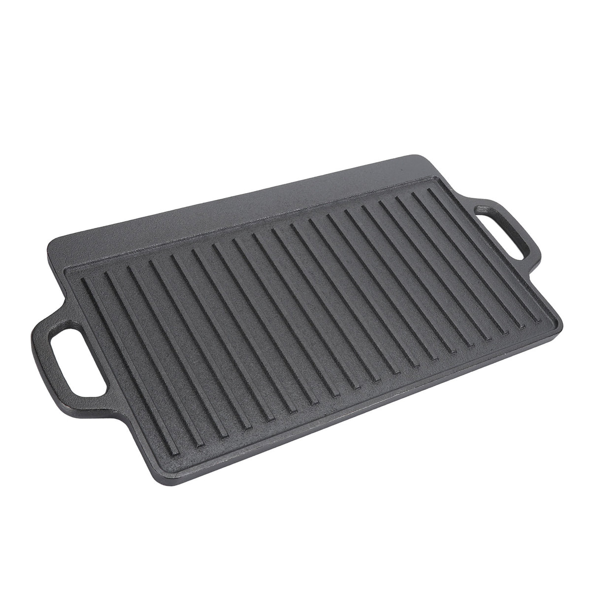 Cast Iron Rectangular Grill Multipurpose Safe Large Space Double Sided Double Ears Cast Iron Griddle For BBQ Gas Grill 44x23x2cm / 17.3x9.1x0.8in