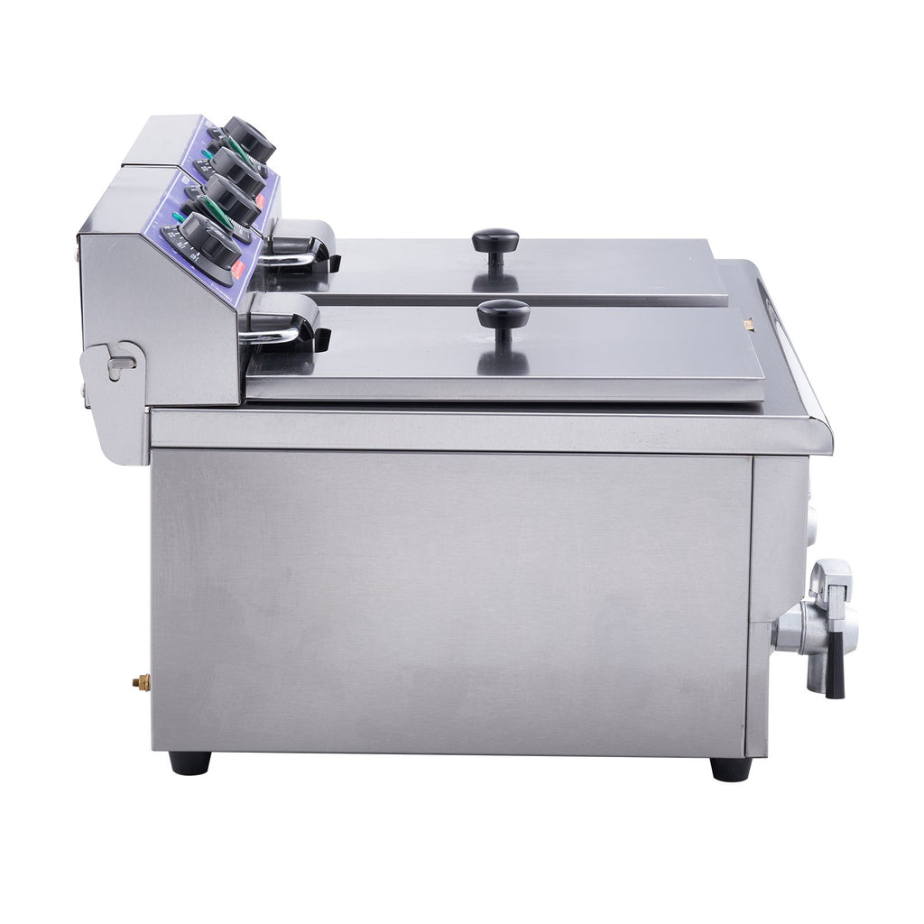 Commercial Electric Deep Fryer Countertop Deep Fryer Dual Detachable Tanks