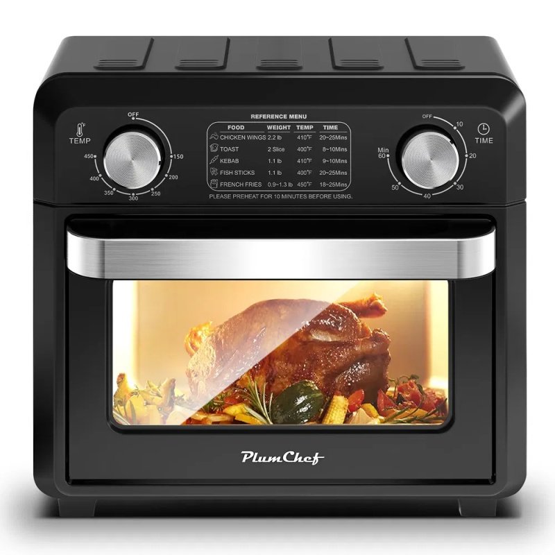 11QT Compact Air Fryer Toaster Oven, 1000W Convection Countertop Oven With Reference Menus, 2-Slice Toaster, Adjustable Time & Temperature, Ideal