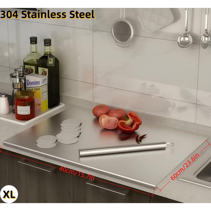 L-Shape 304 Stainless Steel Cutting Board With Lip, Stainless Steel Countertop Chopping Boards For Kitchen, 304 Stainless Steel Chopping Boards W