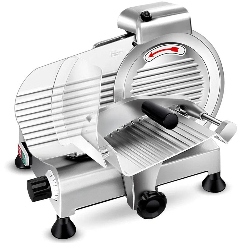 Meat Slicer Machine,8.5/10 Inch Commercial Meat Slicer, 240W Frozen Meat Cheese Deli Slicer,Premium Chromium-plated Steel Blade Semi-Auto Foody S