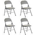 4pcs Elegant Foldable Iron & PVC Chairs For Convention & Exhibition Gray