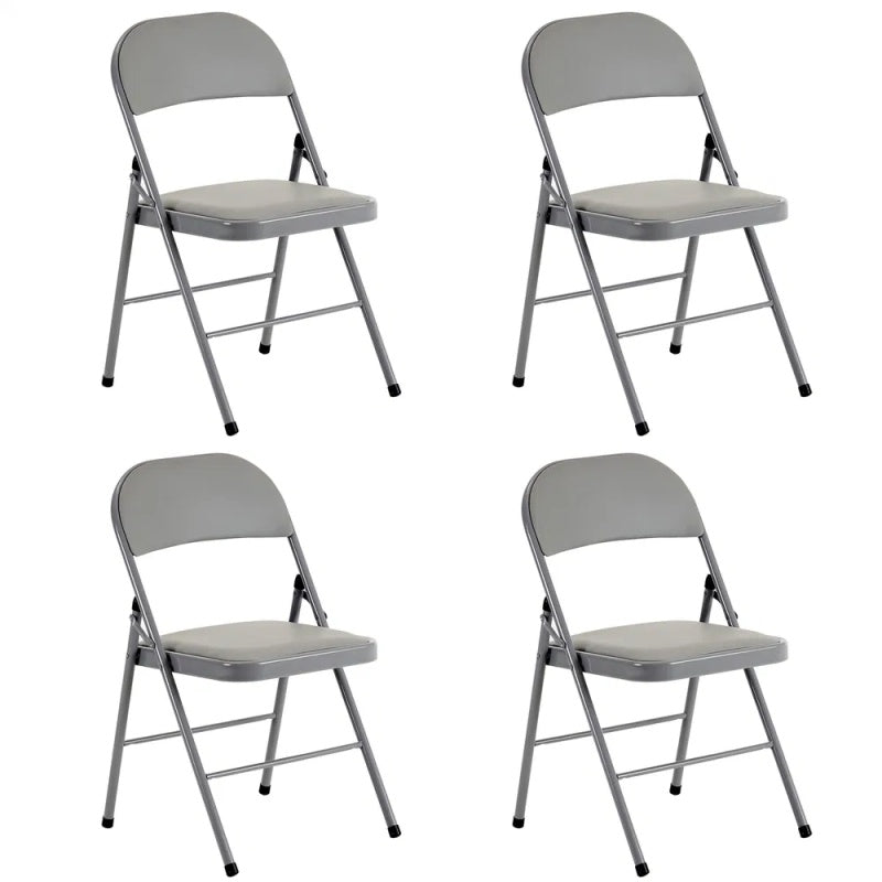 4pcs Elegant Foldable Iron & PVC Chairs For Convention & Exhibition Gray