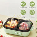 2-in-1 Electric Hot Pot & Grill Combo, Dual Separate Temperature Control, Non-Stick Die-Cast Aluminum, Overheat Protection, 33.82OZ Hot Pot 6.76O