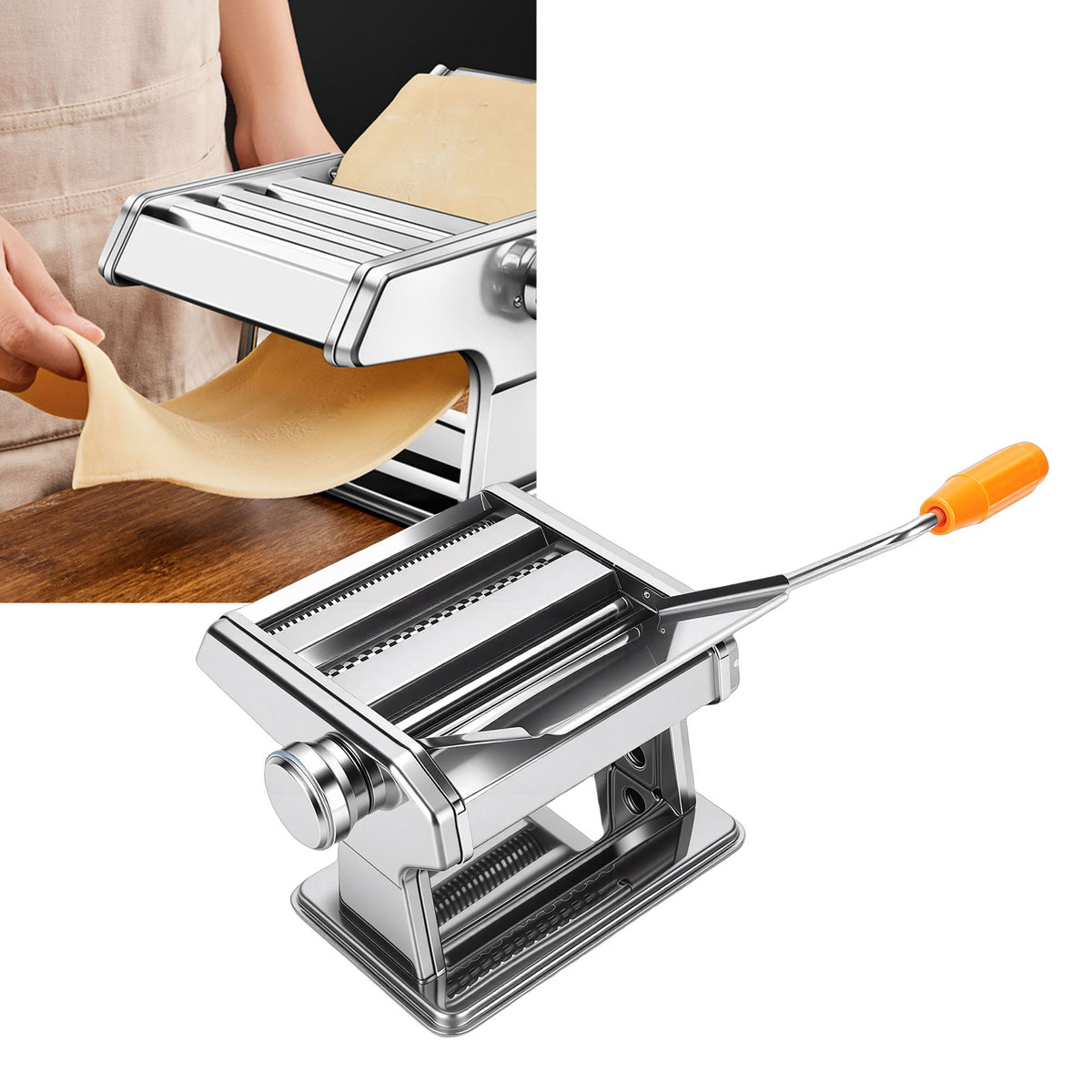 Pasta Maker Adjustable Multifunctional Manual Noodle Maker Machine With Hand Crank And Cutter For Spaghetti Fettuccini Dumpling Skin