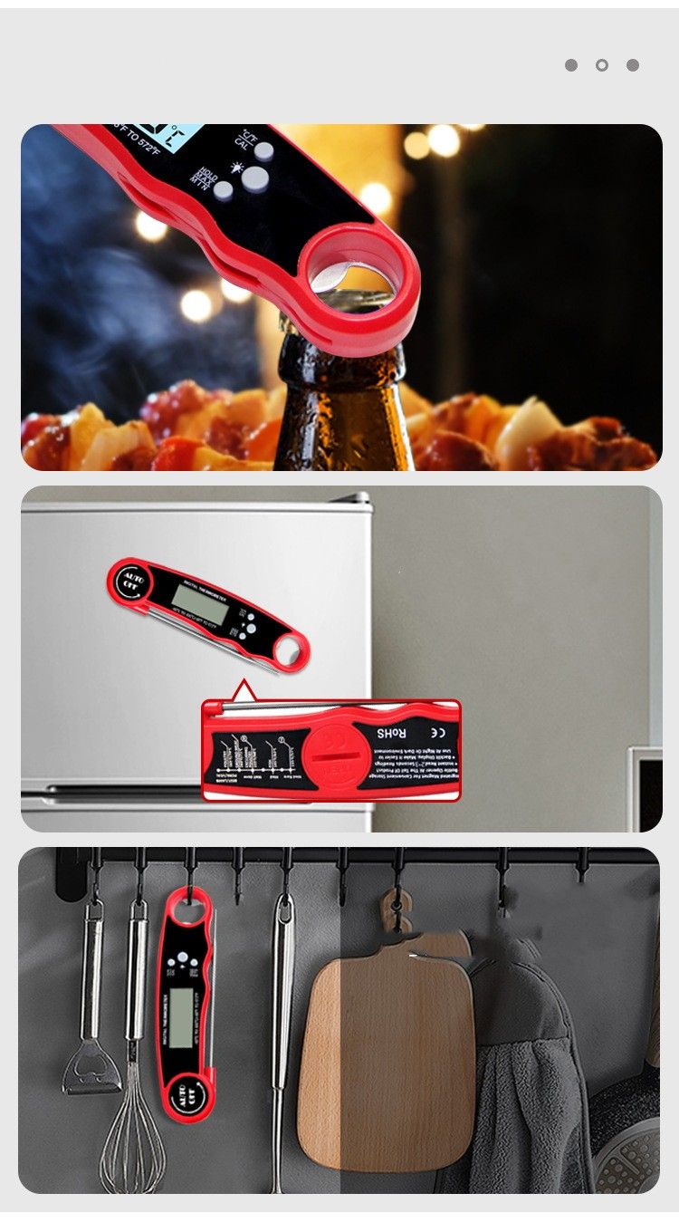Digital Meat Thermometer with Probe - Waterproof;  Kitchen Instant Read Food Thermometer for Cooking;  Baking;  Liquids;  Candy;  Grilling BBQ &