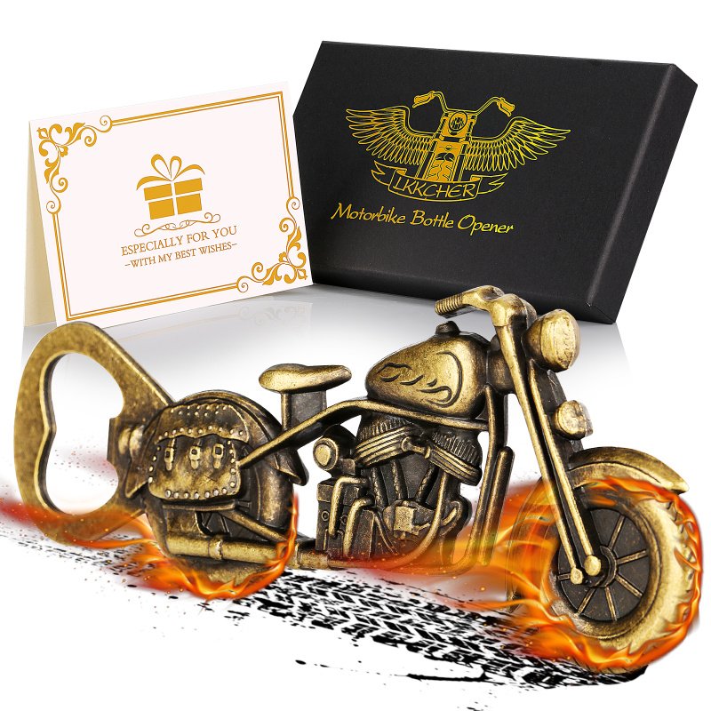 Old Style Motorcycle Beer Bottle Opener Black Gift Box With Greeting Card, Exclusive Gift For Motorcycle Enthusiasts, Bar Tool For Beer Enthusias