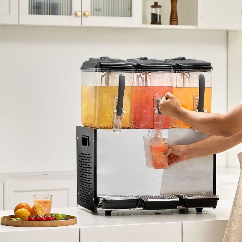 Commercial Beverage Dispenser 12L X 3 Tanks Cold Juice Ice Drink Dispenser