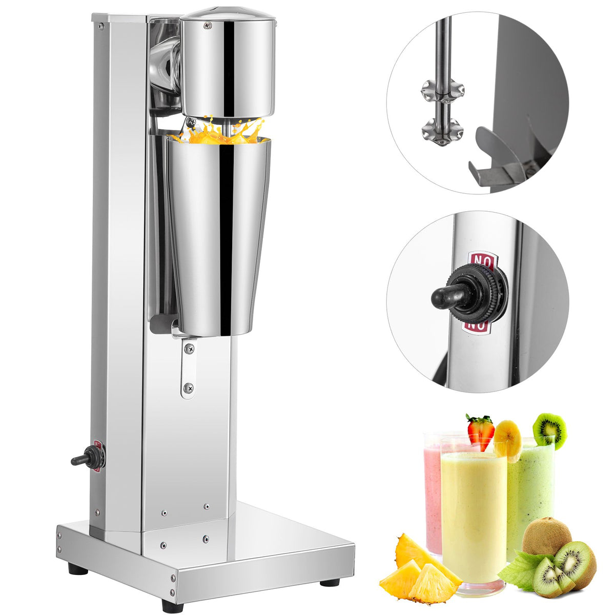 Milkshake Maker Kit, Stainless Steel Electric Milkshake Maker, 180W Milkshake Machine, Single Head Classic Milkshake Maker With 800ml Cup, Silver
