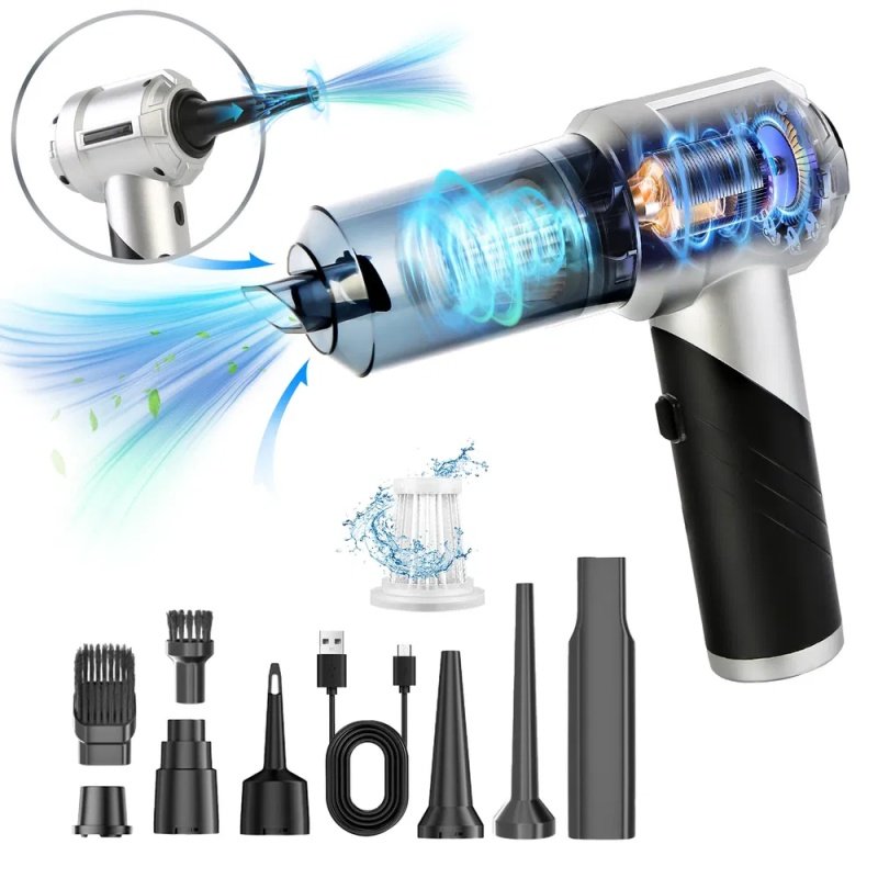 Cordless Car Vacuum Cleaner Portable Handheld Vacuum With 20000PA Suction Brushless Motor 3 Suction Levels Type-C Rechargeable Compressed Air Dus