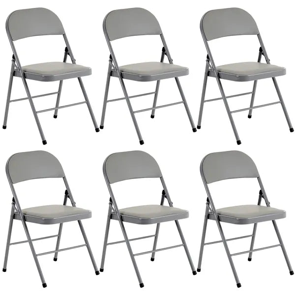6pcs Elegant Foldable Iron & PVC Chairs For Convention & Exhibition Gray