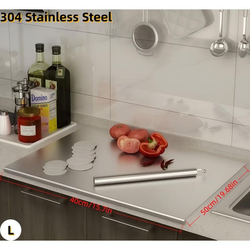 L-Shape 304 Stainless Steel Cutting Board With Lip, Stainless Steel Countertop Chopping Boards For Kitchen, 304 Stainless Steel Chopping Boards W