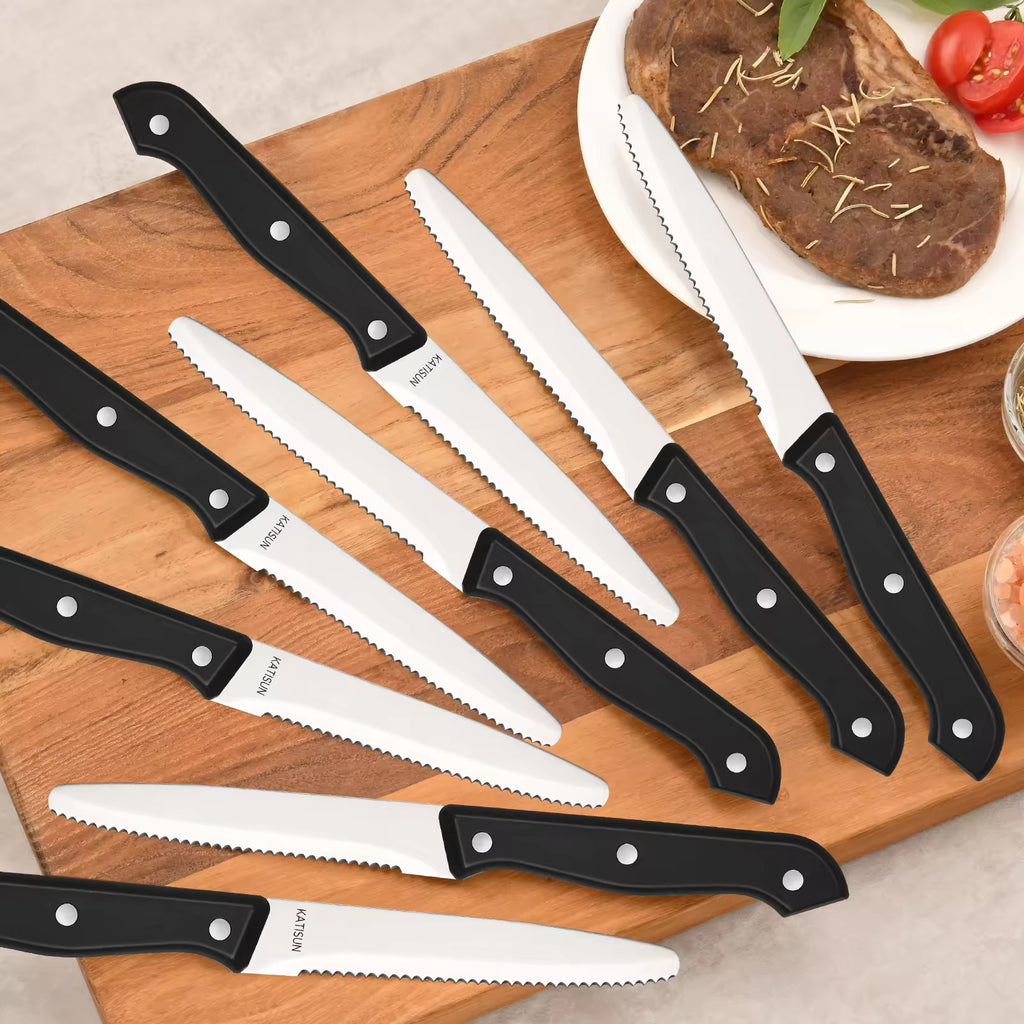 12-piece Kitchen Knife And Accessory Set With High-carbon Stainless Steel Blades, Including Meat And Steak Knives, With ABS Handles