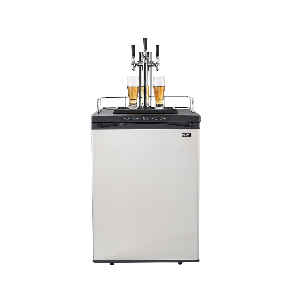 Beer Kegerator With CO2 Tank Triple-Tap Beer Dispenser 162L Refrigerator