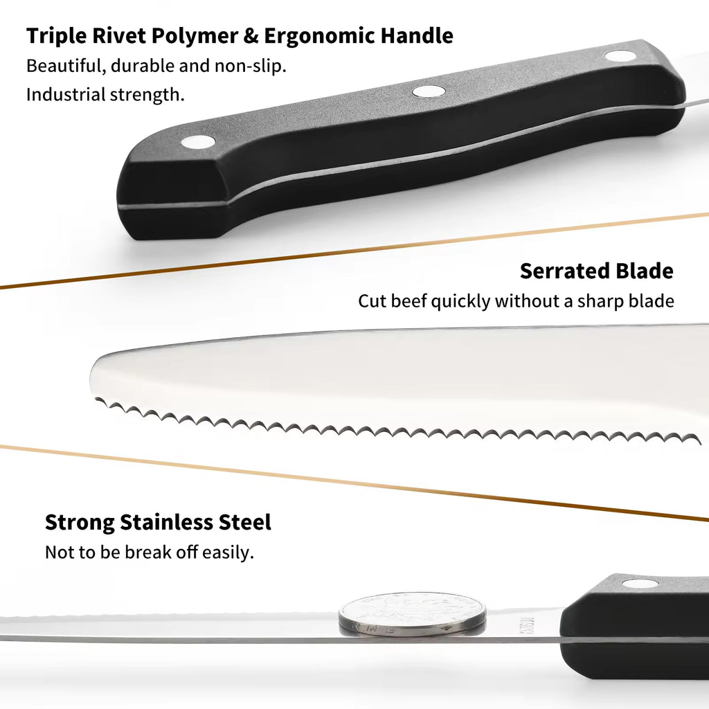 12-piece Kitchen Knife And Accessory Set With High-carbon Stainless Steel Blades, Including Meat And Steak Knives, With ABS Handles