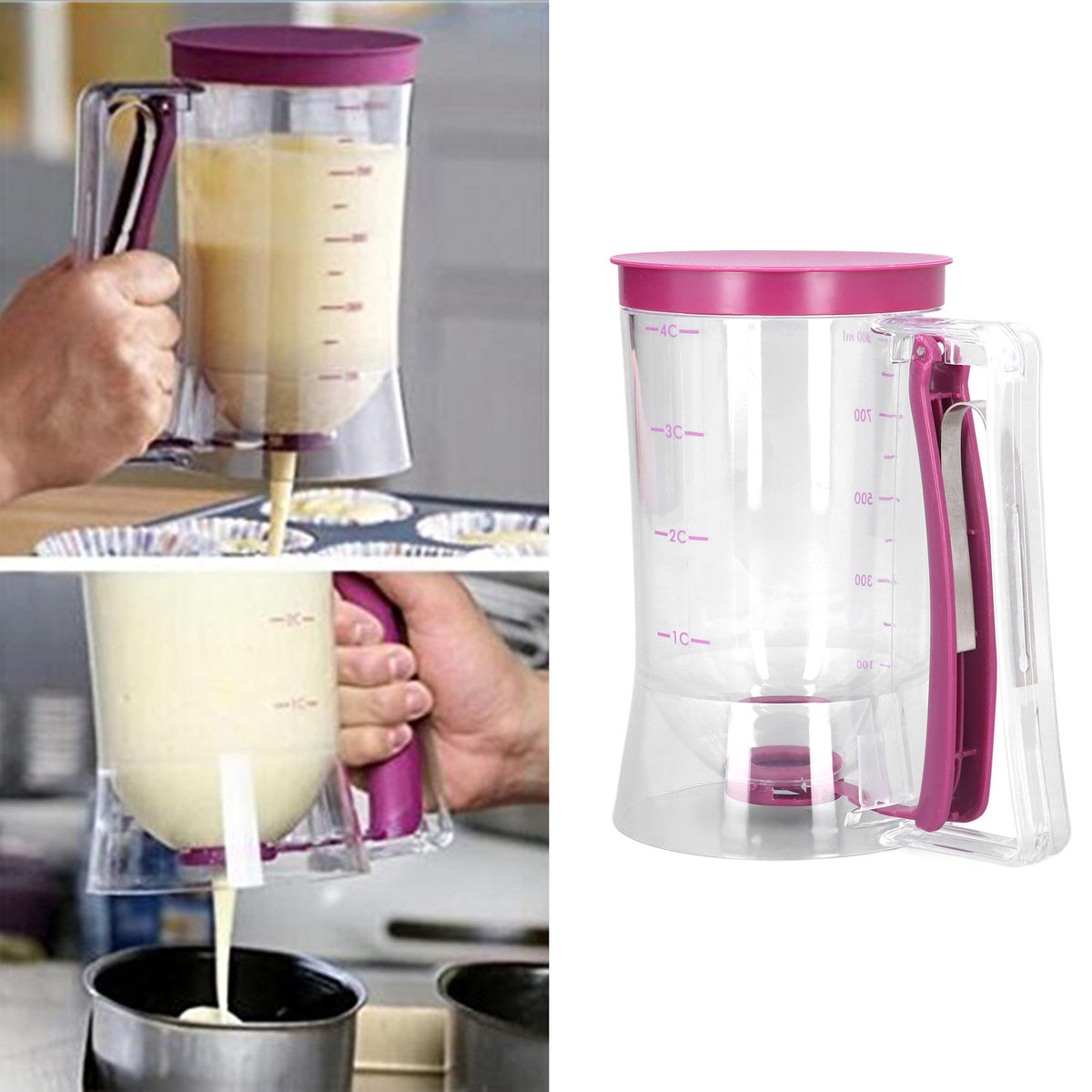 Pancake Dispenser PP Material BPA Free Trigger Handle Wide Opening Controllable Food Size Measurable Scale Pourer