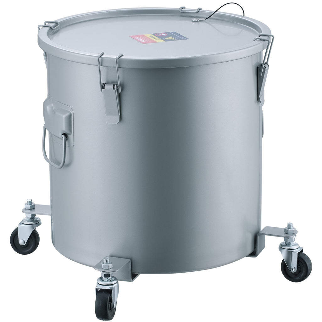 Fryer Grease Bucket, 10 Gal Oil Disposal Caddy With Caster Base, Carbon Steel Rust-Proof Coating, Oil Transport Container With Lid, Lock Clips, F