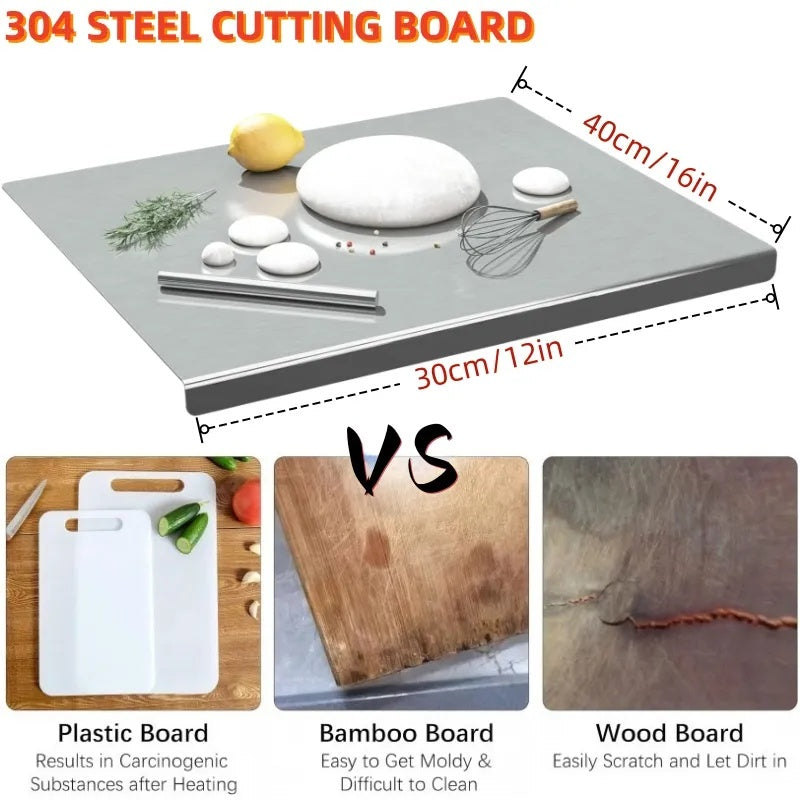 XXL 304 Stainless Steel Cutting Board  Anti-Slip & Mildew-Proof No More Moldy Wooden Boards - Heavy-Duty & Food-Safe, Easy To Clean - Chop Meat,
