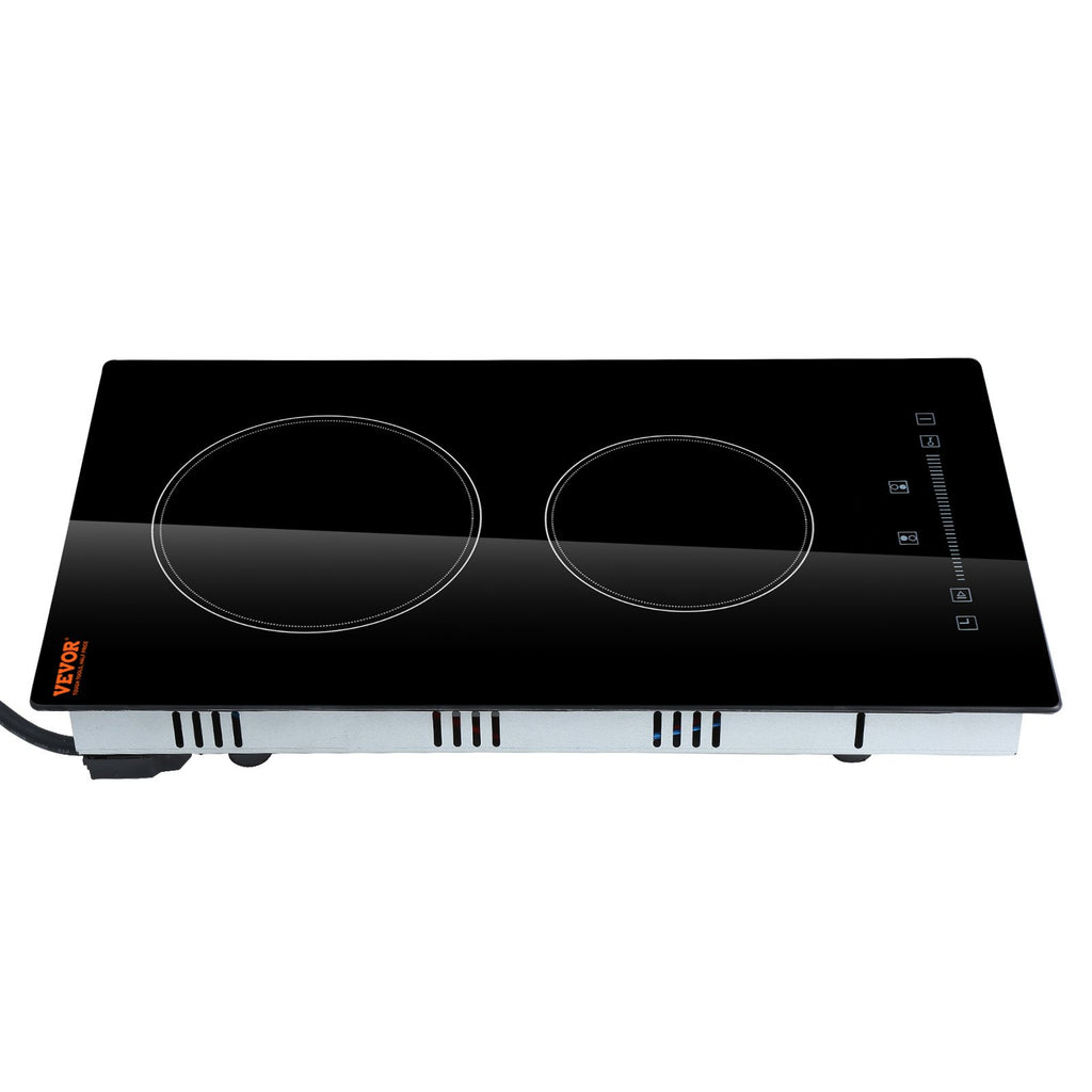 Built In Electric Stove Top, 20 X 11.6 Inch 2 Burners, 110V Glass Radiant Cooktop With Sensor Touch Control, Timer & Child Lock Included, 9 Power