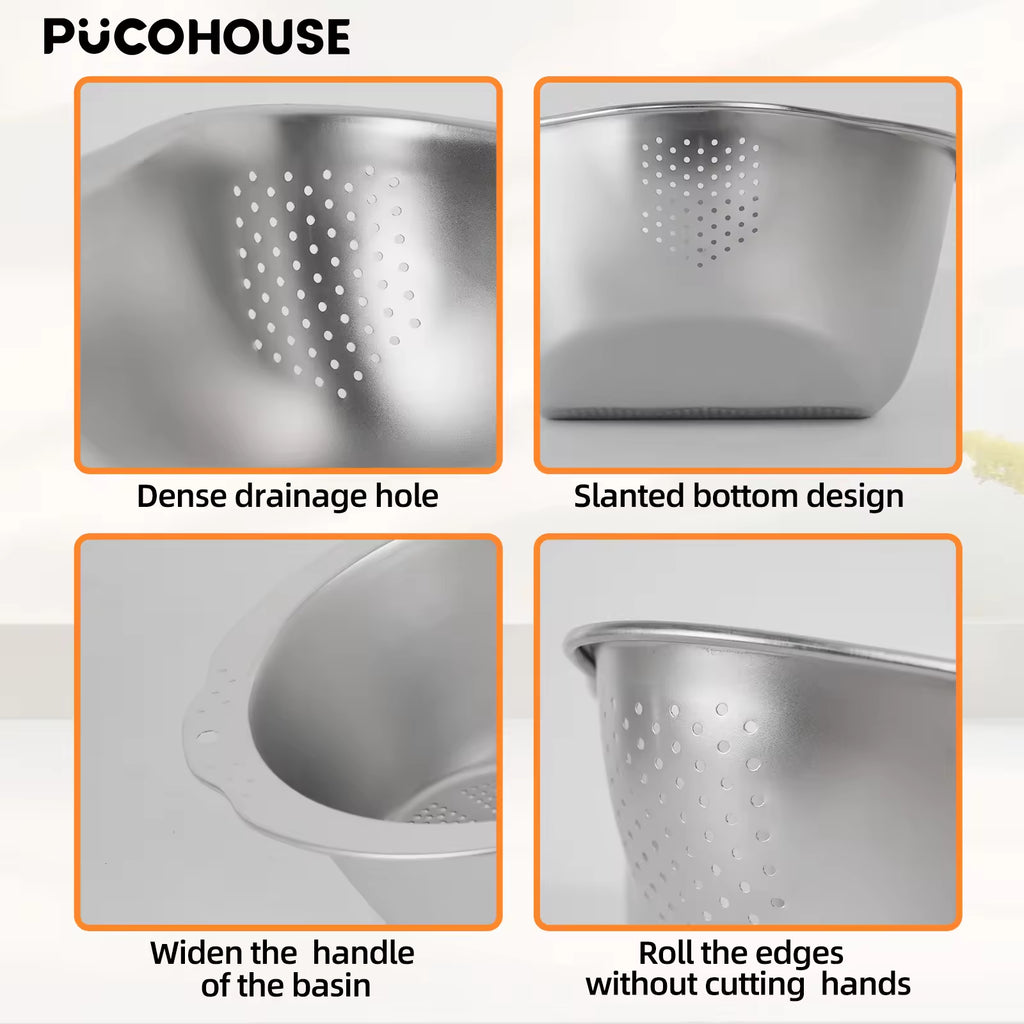 Slanted Bottom Drain Bowl - A Versatile Colander For Pasta, Rice, And Produce, A Time-saving Kitchen Sink Helper