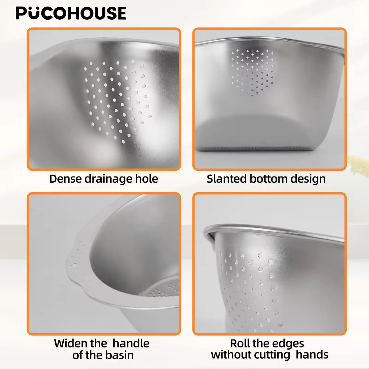 Slanted Bottom Drain Bowl - A Versatile Colander For Pasta, Rice, And Produce, A Time-saving Kitchen Sink Helper
