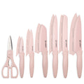 Kitchen Knife Set With Guards, 13 Piece Pink Non-Stick Boxed Knives Set, Anti-Rust And Dishwasher Safe, 6 Knives With 6 Blade Covers And Kitchen