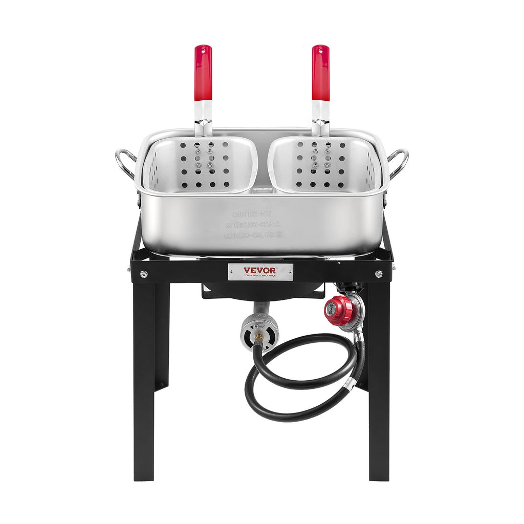 18 Qt Fish And Wing Fryer Aluminum Outdoor Propane Deep Fryer Kit With 2 Baskets