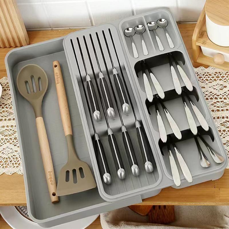 Knife and Fork Storage Box, Expandable Kitchen Drawer Storage Box, Cutlery Separate Storage Barrier