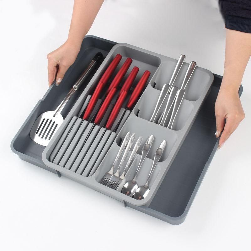 Knife and Fork Storage Box, Expandable Kitchen Drawer Storage Box, Cutlery Separate Storage Barrier