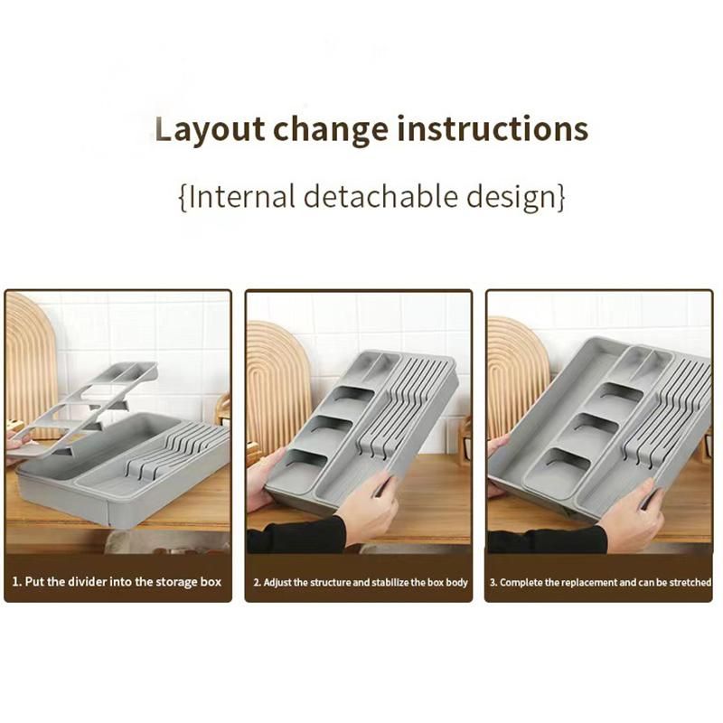 Knife and Fork Storage Box, Expandable Kitchen Drawer Storage Box, Cutlery Separate Storage Barrier