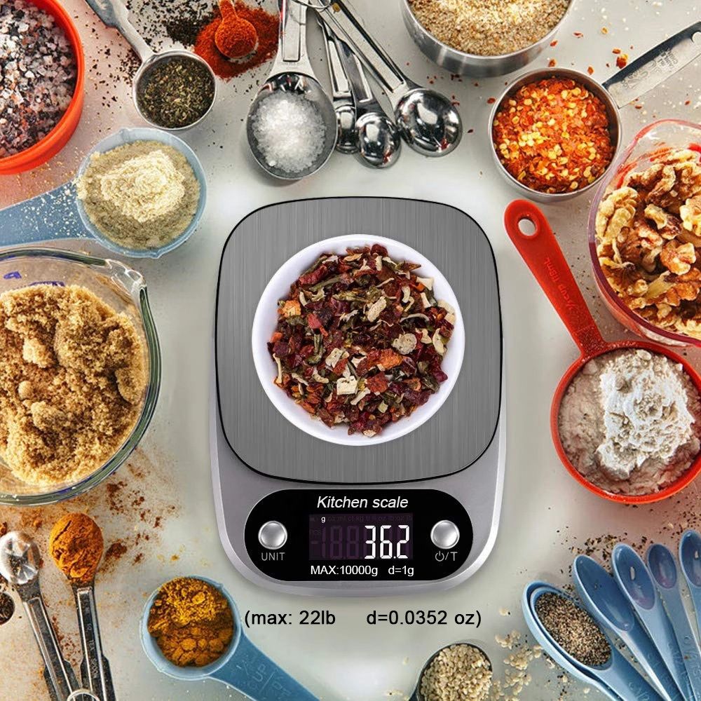 Supermarket Kitchen Scales Stainless Steel Weighing For Food Diet 22lb(1oz) Balance Measuring LCD Precision Electronic Vegetable Mark; Postal Sca
