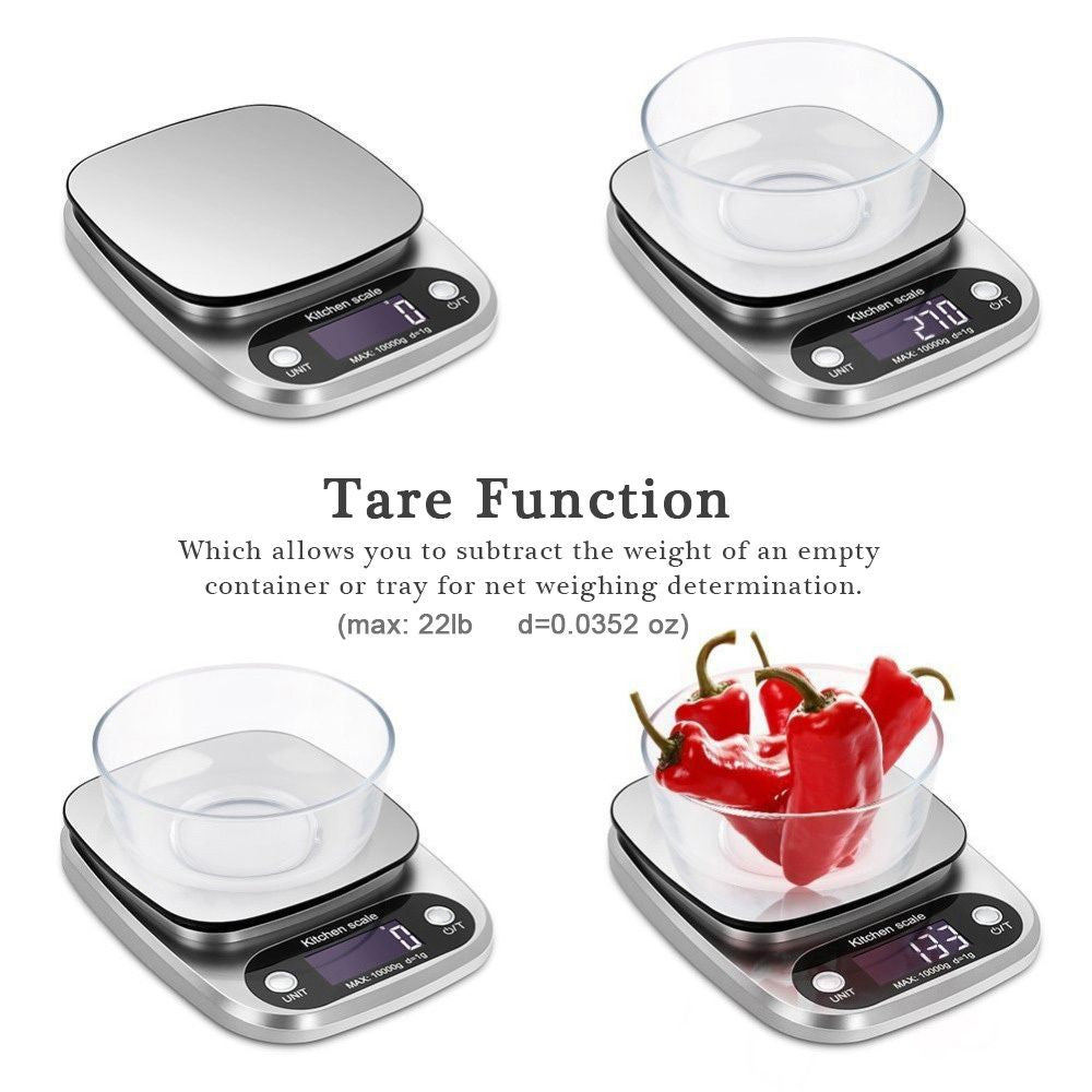 Supermarket Kitchen Scales Stainless Steel Weighing For Food Diet 22lb(1oz) Balance Measuring LCD Precision Electronic Vegetable Mark; Postal Sca