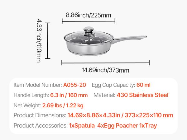 Detachable Nonstick Egg Poacher Pan