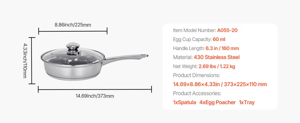 Detachable Nonstick Egg Poacher Pan