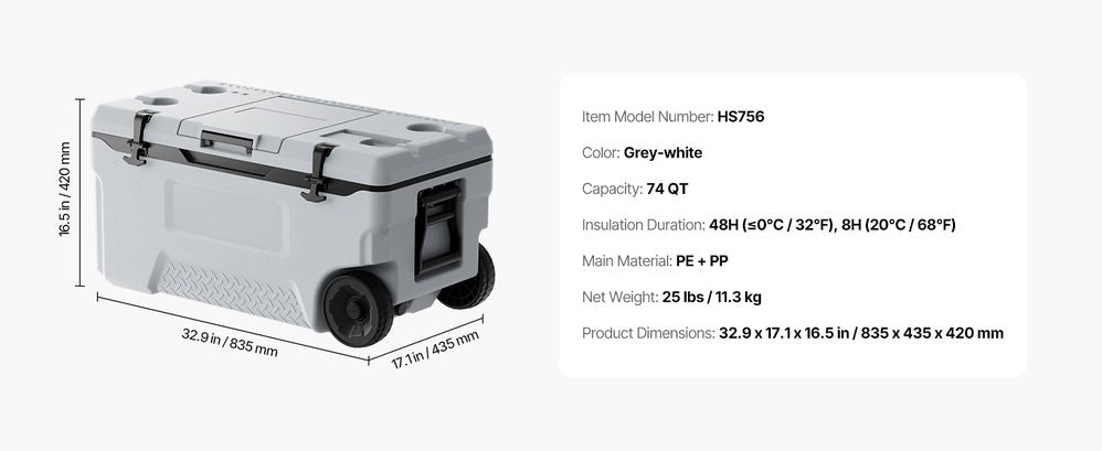 1.74QT Large Capacity Portable Cooler