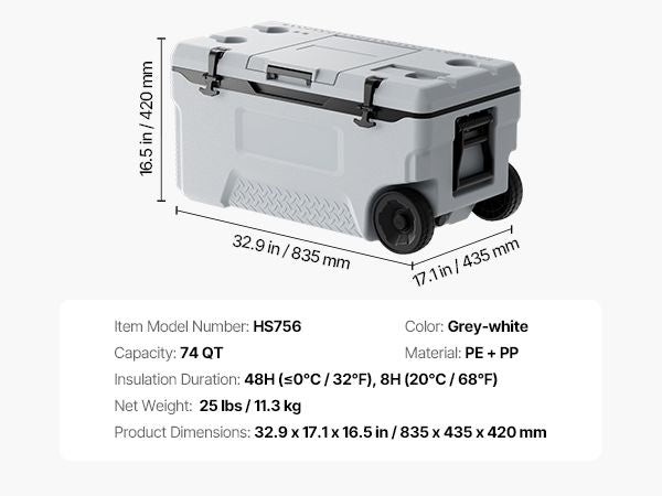 1.74QT Large Capacity Portable Cooler