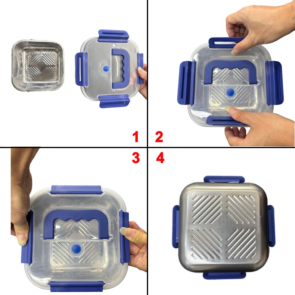Yakimoto 2/4/6/8/10 PCS Extra-Large Stainless Steel Food Storage Containers With Blue Lids - Deep Design, Airtight Seal
