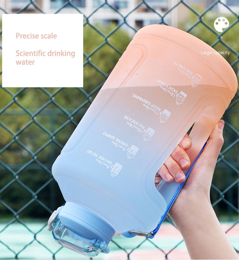 YCALLEY Sport Water Bottle Reminder Silicone Sith Straw Waterbottle Items Fitness Big Bottles 1500ML / 2300ML / 3800ML Sport