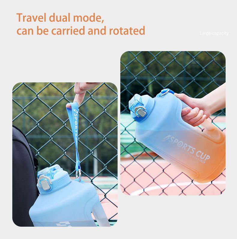 YCALLEY Sport Water Bottle Reminder Silicone Sith Straw Waterbottle Items Fitness Big Bottles 1500ML / 2300ML / 3800ML Sport
